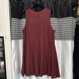 Burgundy lace sleeveless skater dress from Lovesick
